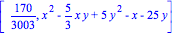 [170/3003, x^2-5/3*x*y+5*y^2-x-25*y]